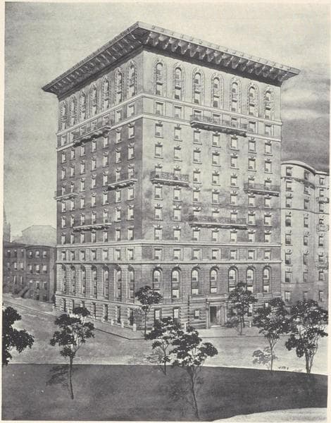 The Peter Stuyvesant, Northeast corner Riverside Drive and 98th Street. (In course of construction.), 1908