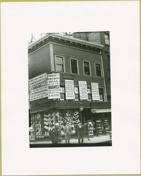 Social conditions: Sparber Bros. Men's Clothing at Grand & Forsyth Street., 1910