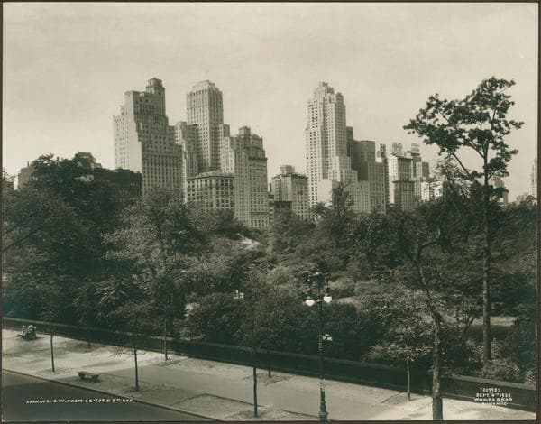 Parks - Central Park - looking southwest from East 63rd Street - Fifth Avenue, 1930-09-04