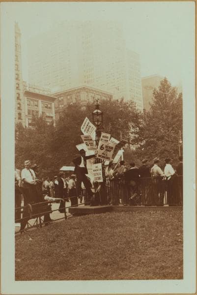 Strikes and demonstrations - Electrical workers [celebrating anniversary of their six-hour-day - City Hall Park.], 1937