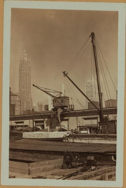 East River - Pier 6 - [New York State Barge Canal Terminal - City Bank-Farmers Trust Company - Seamen's Church Institute - 60 Wall Street Tower.], 1932
