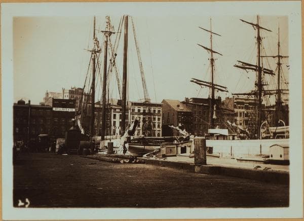 East River - shore and skyline., 1900