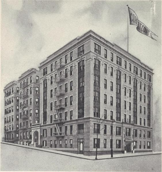 Coronet Court, southeast corner of Riverside Drive and 139th Street; Plan of first floor; Plan of upper floors., 1908