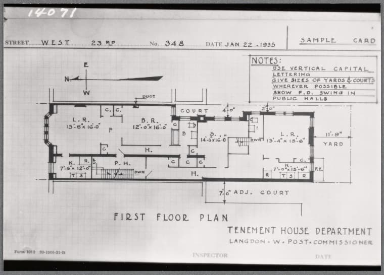 First floor plan: 348 W. 23rd St-8th Av-9th Av, Manhattan, 1935