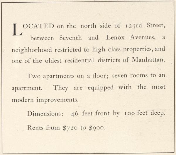 135-137 West 123rd Street; Plan of first floor; Plan of upper floors., 1908