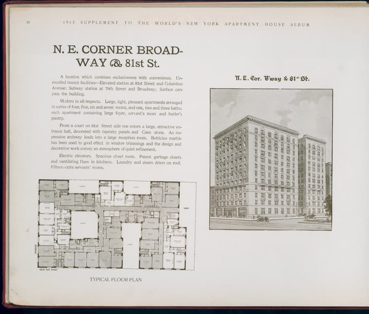 N. E. Corner Broadway & 81st. Street., 1913