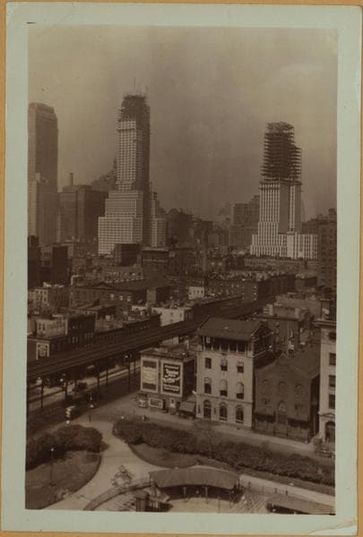 General view - [Manhattan - 34th Street (East) - Harriet Hubbard Ayer building - Chanin Building ; Chrysler Building ; New York Daily News ; Waldorf-Astoria Hotel.], 1929–1930
