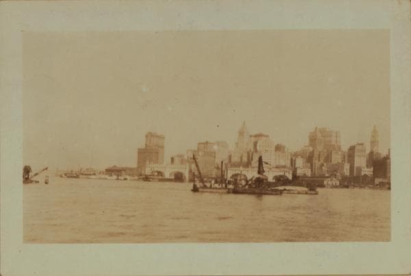 East River - Shore and skyline of lower Manhattan - South Ferry - Williamsburg Bridge - Battery Park - Coenties Slip - [South Brooklyn Municipal Ferry.], 1925–1931