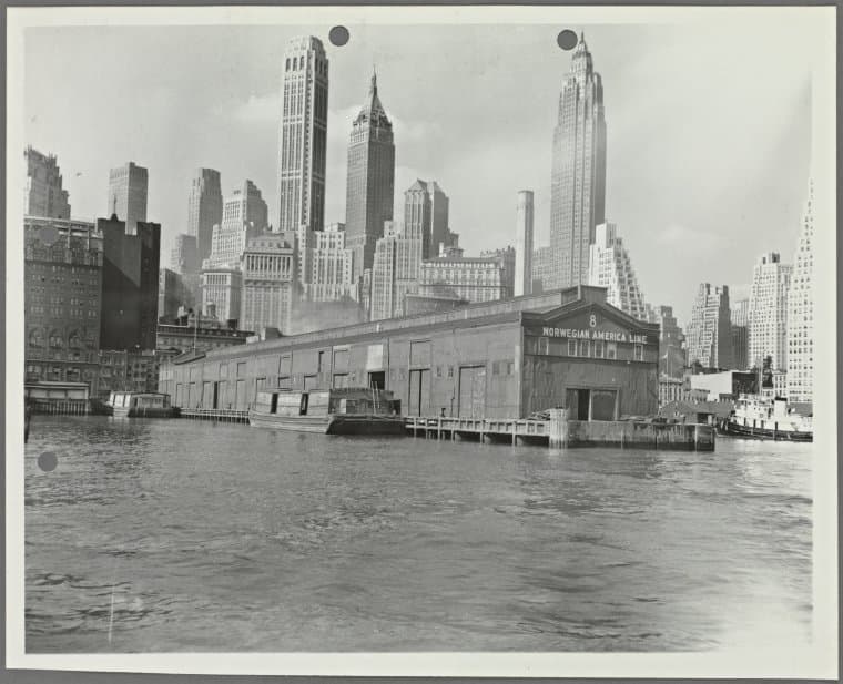 Norwegian American Line at Pier 8, East River], 1951