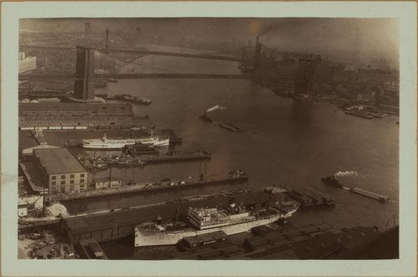 Bridges - Brooklyn Bridge - Manhattan Bridge - Williamsburg Bridge [view from 120 Wall Street]., 1930