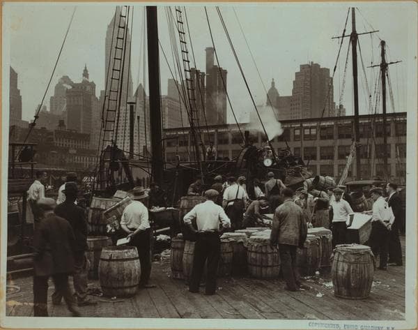 Fulton fish market in Manhattan - [North Atlantic fish trawler - North Dock - East River Pier No.18.], 1935