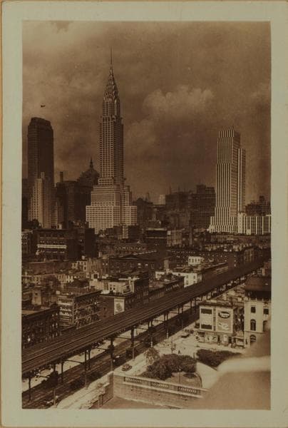 General view - [Manhattan - 34th Street (East) - Harriet Hubbard Ayer building - Chanin Building ; Chrysler Building ; New York Daily News ; Waldorf-Astoria Hotel.], 1929–1930