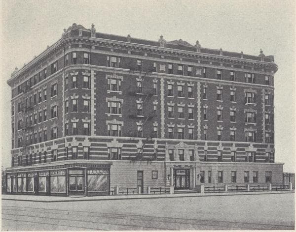 The Abercrombie, southwest corner St. Nicholas Avenue and 165th Street; Plan of upper floors; Plan of first floor., 1909