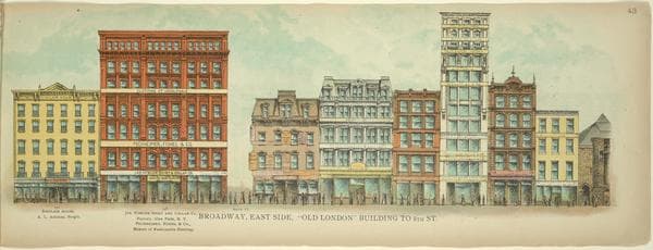 Broadway, East Side. "Old London" building to 8th St., 1899