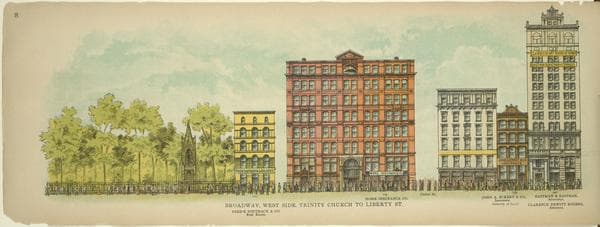 Broadway, West Side. Trinity Church to Liberty St., 1899