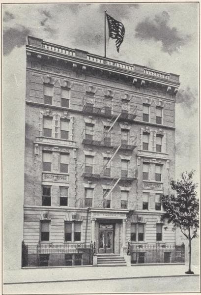 The Eugene, 521-523 West 182nd Street; Plan of first floor; Plan of upper floors; View from the Eugene looking East., 1908