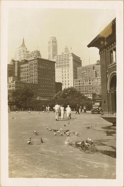Manhattan: Battery Park Fountain near the Ellis Island Ferry building., 1932-1933