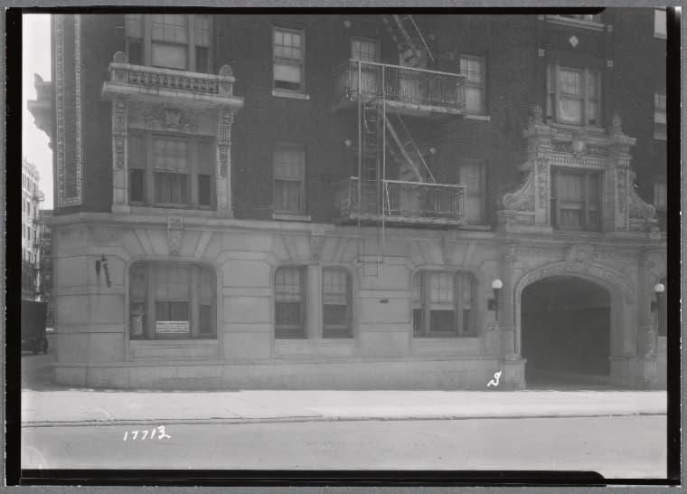 Chambold Court apartment house entrance; Rabbi Saul Baily: 72 Ft. Washington Av-W. 162 St., Manhattan, 1937