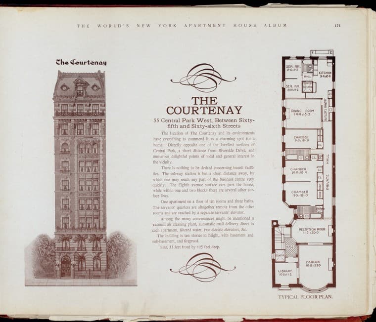 The Courtenay, 55 Central Park West, between Sixty-fifth and Sixty-sixth Streets., 1910-03