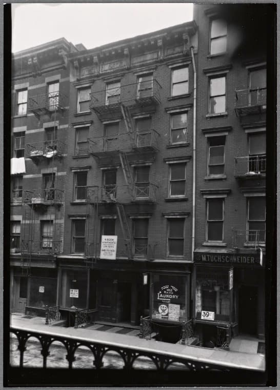 M. Tuchsneider shop front: 102-106 Pitt St. - Stanton St, Manhattan, 1934