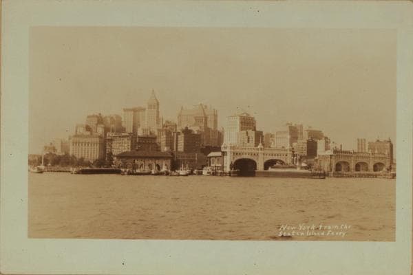 East River - Shore and skyline of lower Manhattan - South Ferry - Williamsburg Bridge - Battery Park - Broad Street - [South Brooklyn Municipal Ferry.], 1924–1936
