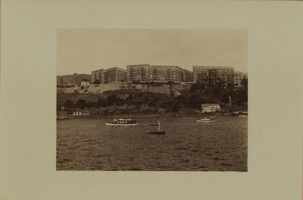North (Hudson) River - shore and skyline - George Washington Bridge., 1926
