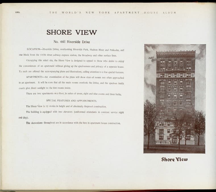 Shore View. No. 448 Riverside Drive., 1910-03