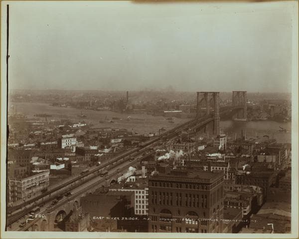 Bridges - Brooklyn Bridge - [View of the bridge spanning the East River between Manhattan and Brooklyn.], 1898