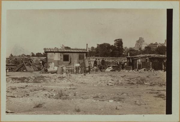 Squatters Colony - Central Park, Manhattan - [Squatters' shacks on the old reservoir site.], 1932