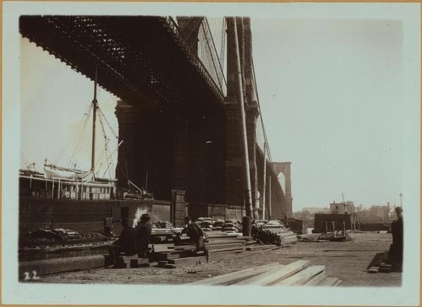 East River - River scenes - [Manhattan base of Brooklyn Bridge.], 1900
