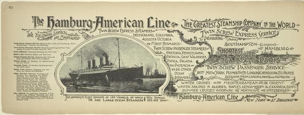 Hamburg-American Line. (37 Broadway, New York), 1899