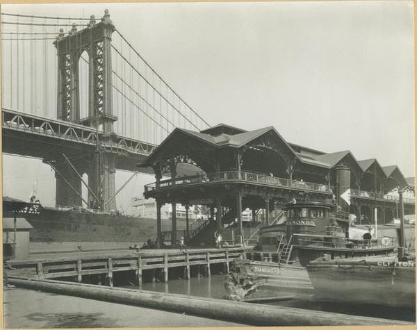 East River - Shore and skyline - [Manhattan Bridge.], 1930