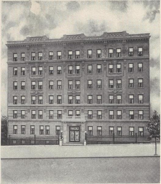 The Lincoln, 130-136 Claremont Avenue; Plan of first floor; Plan of upper floors., 1909