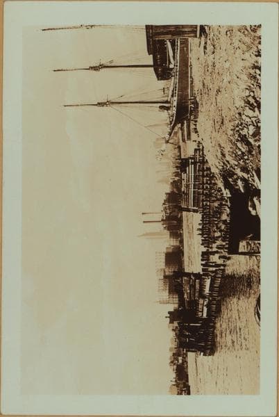 East River - Shore and skyline - Williamsburg and Queensborough Bridges., 1935