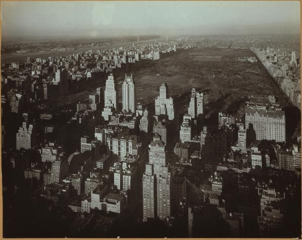 General view - [Midtown Manhattan - Rockefeller Plaza from R.C.A. Building.], 1936