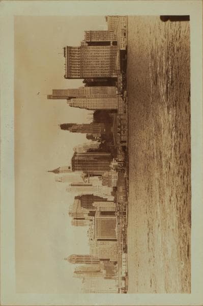 North (Hudson) River - Shore and skyline - Manhattan - Battery - 14th Street - [Columbia Trust Company ; Irving Trust Company ; Pennsylvania Railroad Ferry ; Singer Manufacturing Company ; West Street Building ; Whitehall Building.], 1925–1935