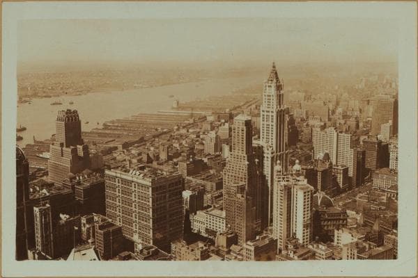 General view - [Manhattan - Between Pine and Cedar Streets - 60 Wall Street Tower (Northwest).], 1933