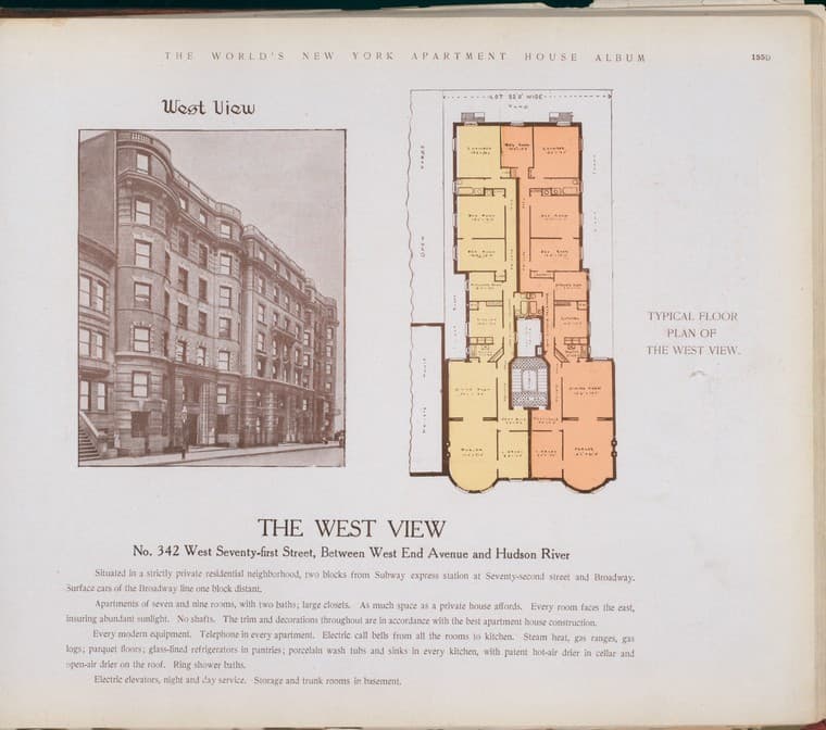 The West View, no. 342 West Seventy-first Street, between West End Avenue and Hudson River., 1910-03