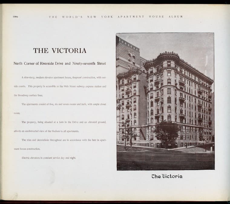 The Victoria. North Corner of Riverside Drive and Ninety-seventh Street., 1910-03