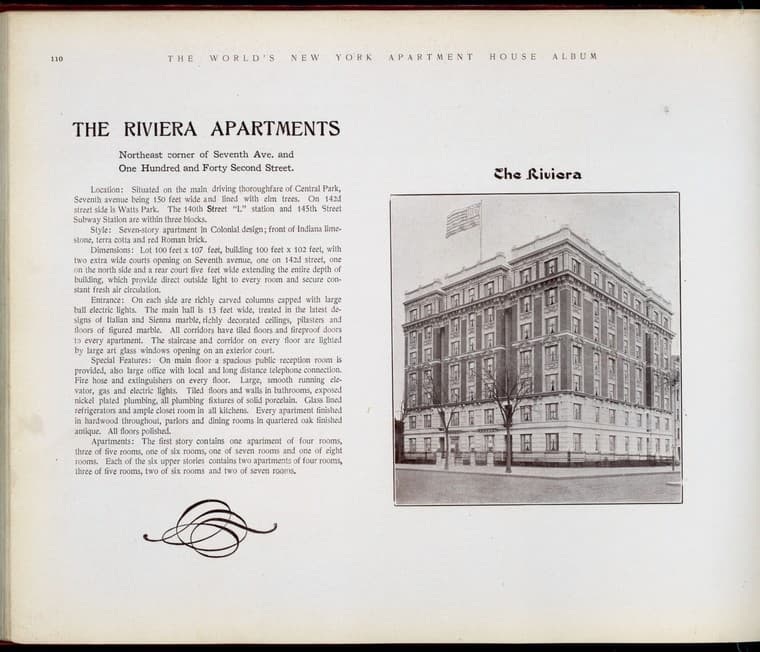 The Riviera Apartments. Northeast corner of Seventh Avenue and One Hundred and Forty-second Street., 1910-03