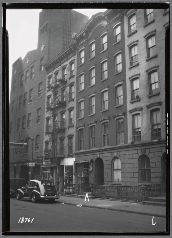 Tenements & storefronts; E. 21st St Garage; Italian American Groceries: 71-75 E. 21st St-Fifth Av-Park Av, Manhattan, 1938