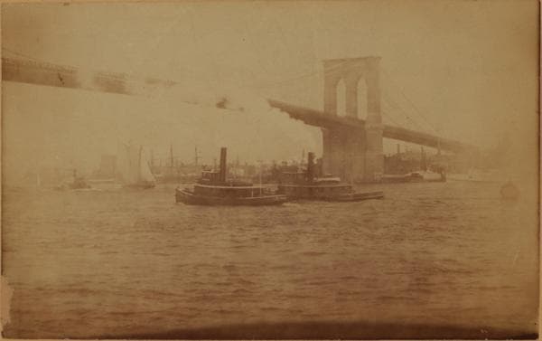 Bridges - Brooklyn Bridge - [Harbor traffic.], 1900