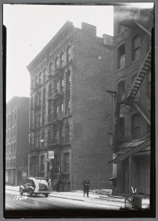 Tenements; Louis Hecht Electrician, A. Miller Steel Pipes: 18 Cannon St.-Broome St., Manhattan, 1938