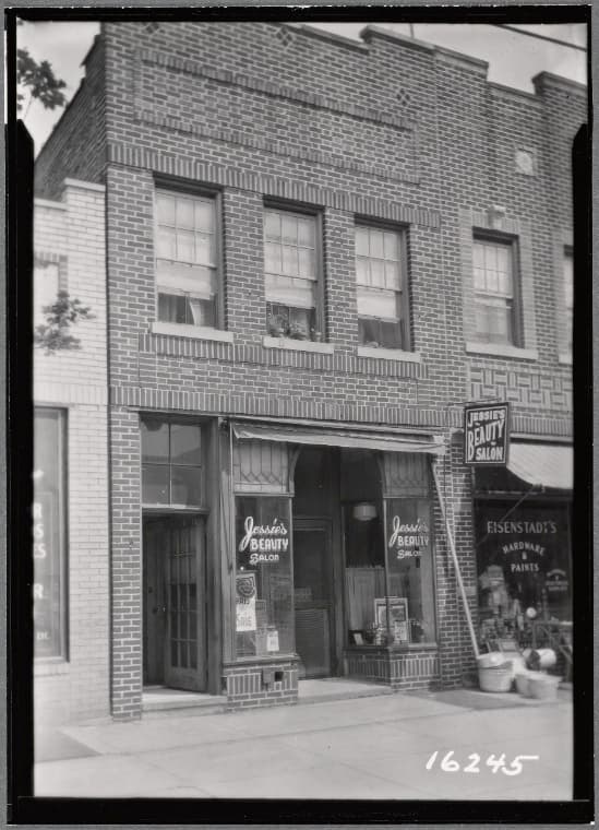 Storefronts: Jessie's Beauty Salon, Eisenstadt's Hardware: 108-49 Corona Av-Martense Av-Otis Av, Queens, 1936