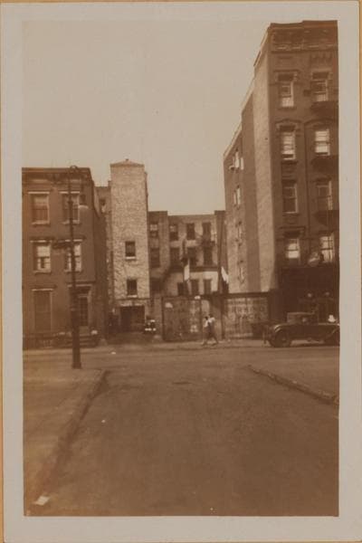 The back of 134 West 10th Street, taken from across Christopher Street, on the corner of Gay Street, 1930