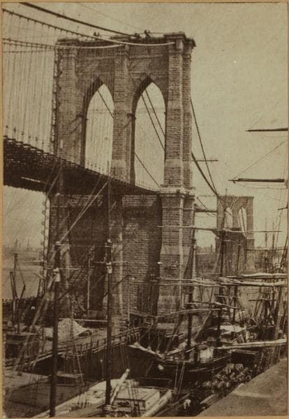 Bridges - Brooklyn Bridge - [View of the bridge, while under construction.], 1880