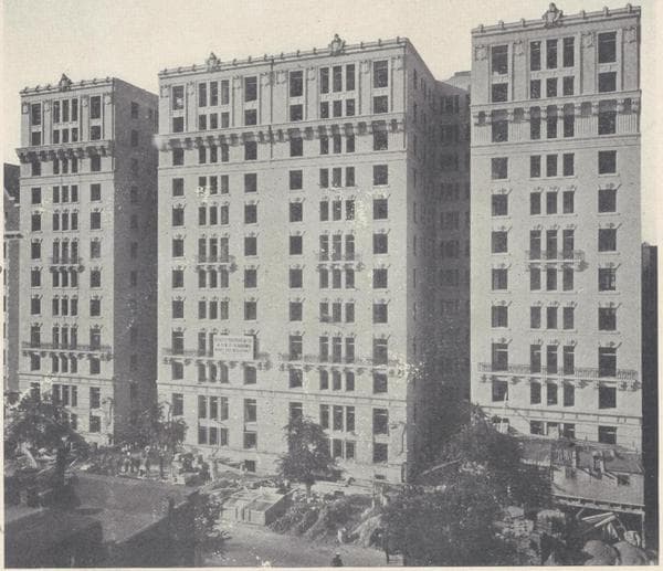 The Dartmouth and St. Albans, 509 and 515 Cathedral Parkway (110th Street), between Broadway and Amsterdam Avenue., 1909