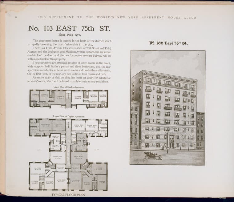 No. 103 East 75th Street. Near Park Avenue., 1913