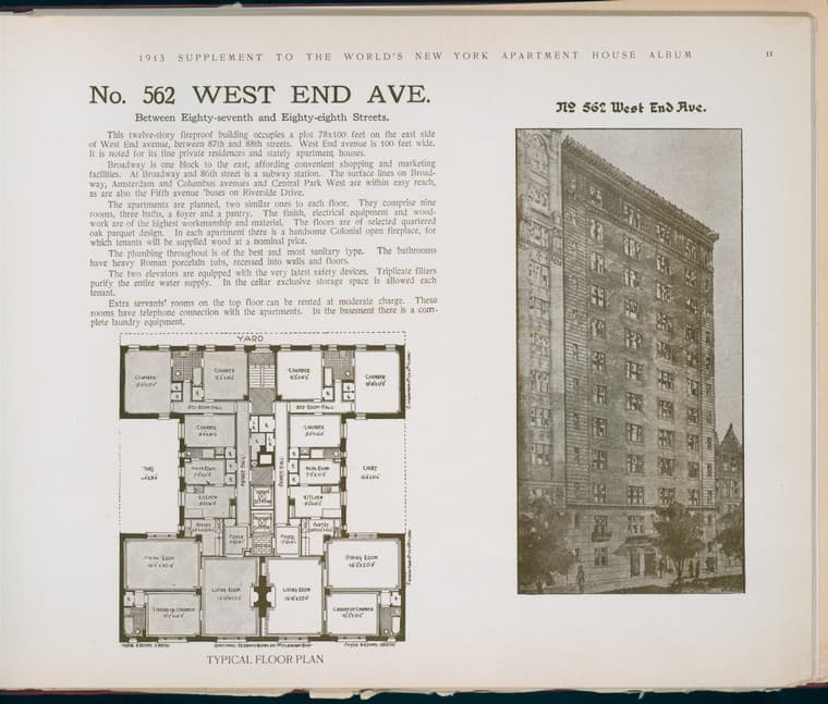 No. 562 West End Avenue. Between Eighty-seventh and Eighty-eighth Streets., 1913