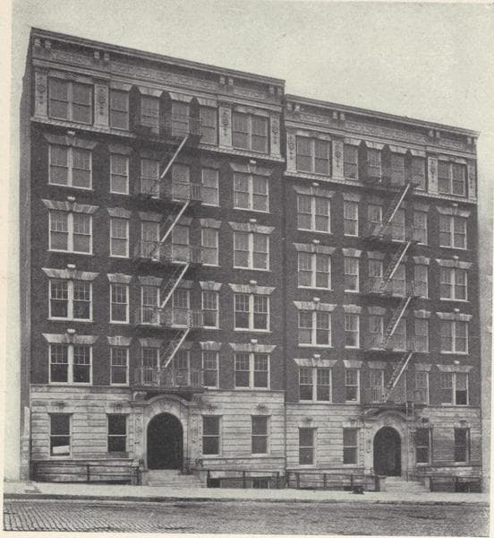 Arnold and Fulton Halls, 320-324 West 96th Street; Plan of first floor; Plan of upper floors., 1908